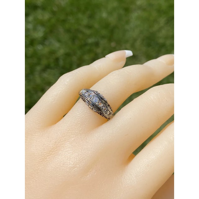 Contemporary The Double Springs: Antique White Gold Art Deco Rose Cut Diamond Ring For Sale - Image 3 of 11