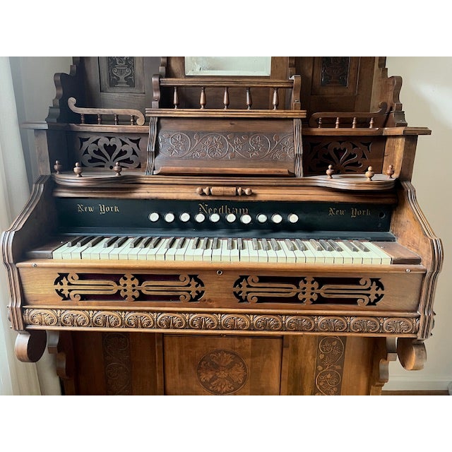 Victorian Antique Needhan Victorian High Back Parlor Pump Organ For Sale - Image 3 of 15
