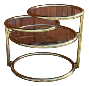 Vintage Brass Swivel Coffee Table in the style of Milo Baughman, 1970s