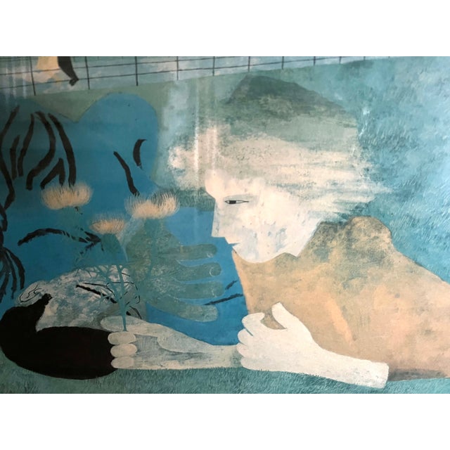 Teal Vintage 1970s Ben Shahn “Spring” Art Print in Silver Frame For Sale - Image 8 of 16