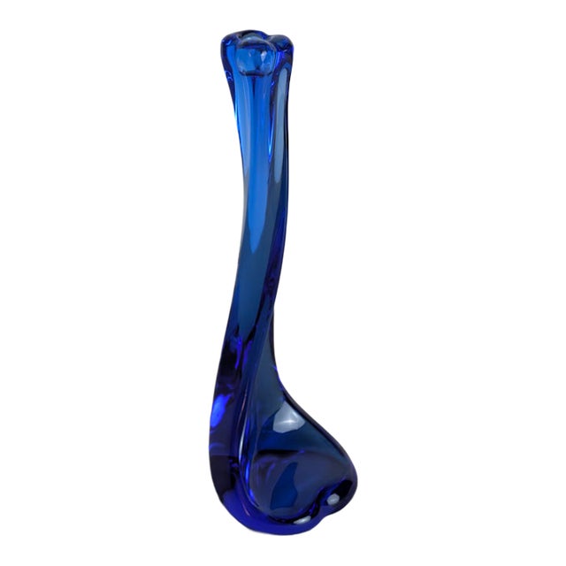 Cobalt Blue Crystal "Bone" Series Candlestick by Elsa Peretti for Tiffany For Sale