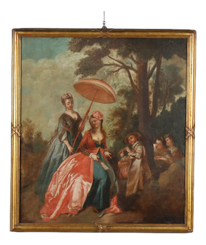 French School Artist, Concert of Love in the Park, 1700s, Oil on Canvas