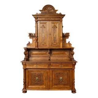 Antique Wooden Buffet Cupboard For Sale