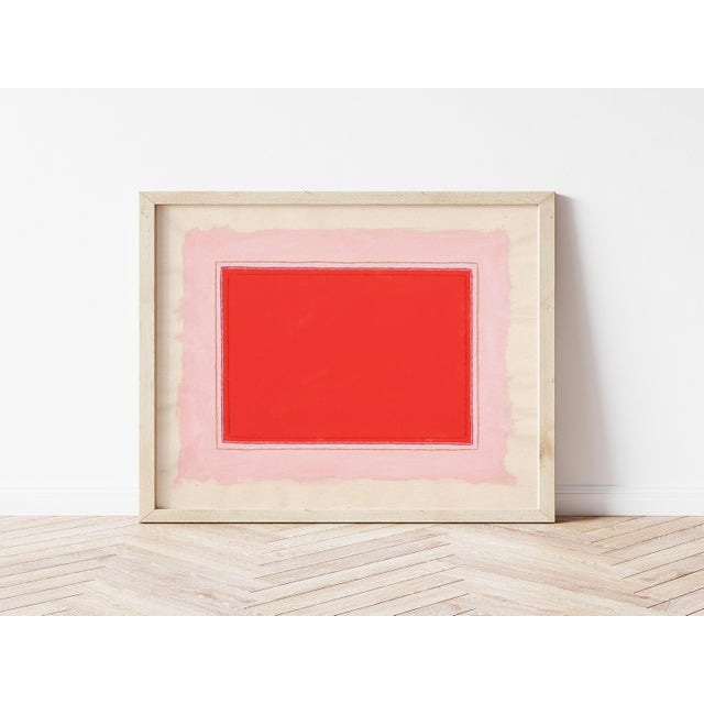 Bright Red & Pink Modern Abstract Art Print, 16 X 20 Print in Wood Frame For Sale - Image 4 of 4