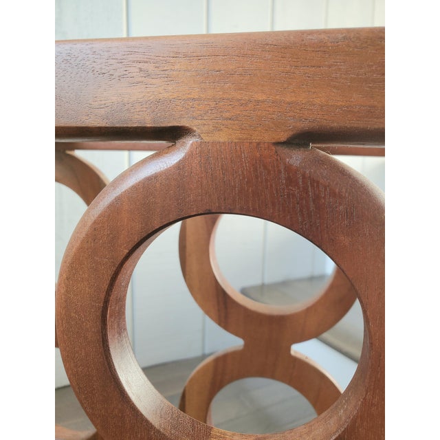 1960s Mid Century Modern Carved Wood Wine Holder For Sale - Image 4 of 6