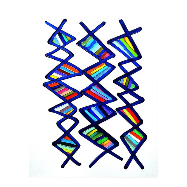 Contemporary Abstract Acrylic on Montval Paper "Jive 2" by Martina Nehrling For Sale