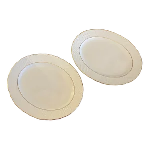 1990s Burleigh Staffordshire England Ironstone Serving Platters- a Pair