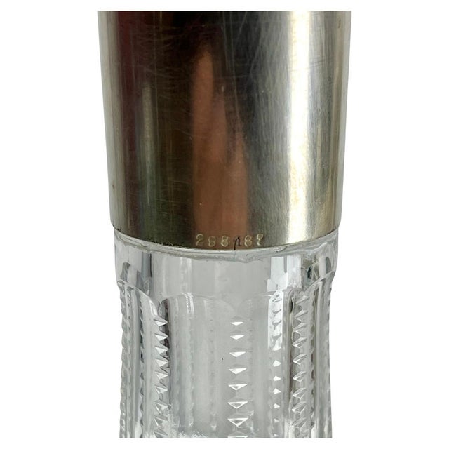 Large Crystal Decanter in Faceted Silver Mount, 1930s For Sale - Image 6 of 11