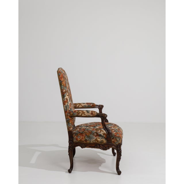 19th Century 19th Century Louis XV Oak Armchair With Needle Point Upholstery For Sale - Image 5 of 12