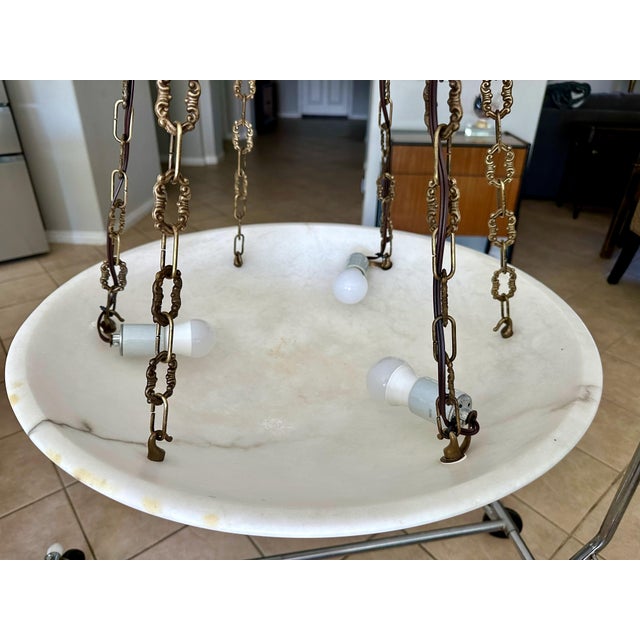 Large French Directoire Style Alabaster Chandelier Pendant Light For Sale - Image 16 of 17