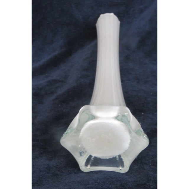 Eiffel Tower Vase White Glass With Slim Tapered Neck and Clear Footed Base 4828b For Sale - Image 15 of 18