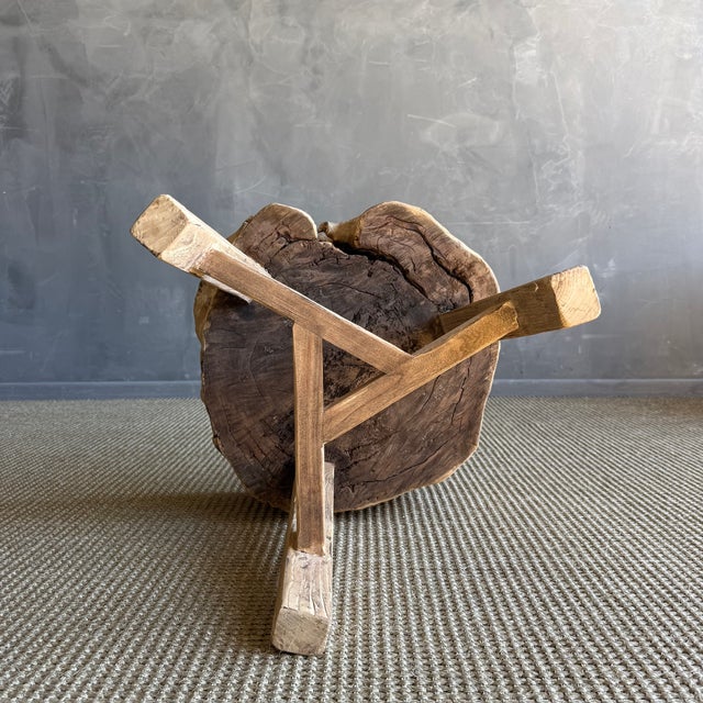 Wood Vintage Elm Wood Chop Block Table #O94 For Sale - Image 7 of 8