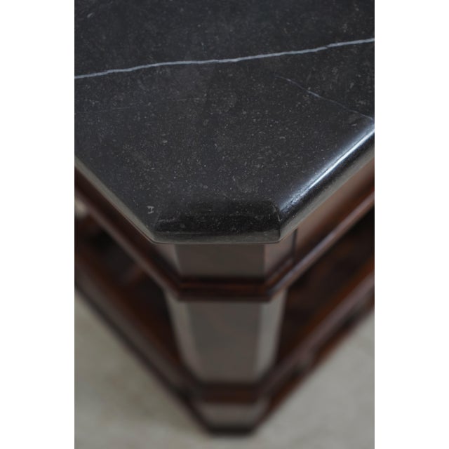 1990s Magazine Rack End Table W. Marble Top For Sale - Image 5 of 12