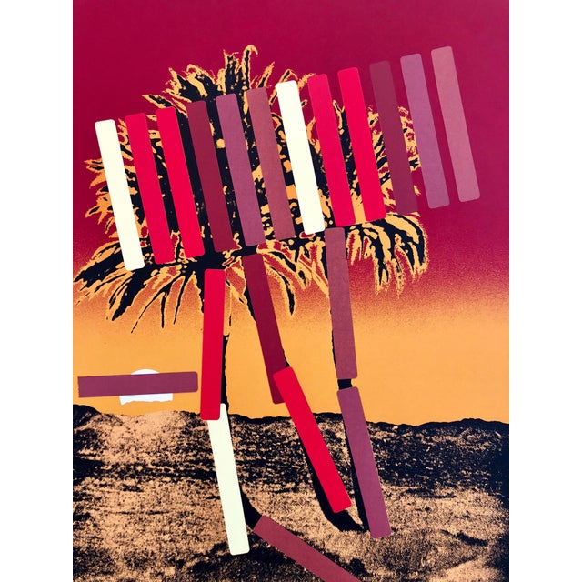 Abstract Menashe Kadishman, Israeli Modern Pop Art Photo Silkscreen Serigraph Palm Trees Kadishman, c.1979 For Sale - Image 3 of 7