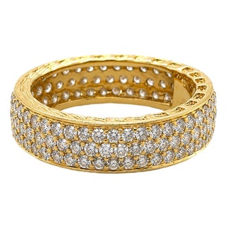 Sonia B 18k Three Row Diamond Eternity Band, Size 8 For Sale