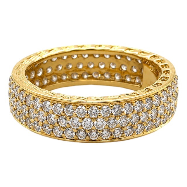 Sonia B 18k Three Row Diamond Eternity Band, Size 8 For Sale