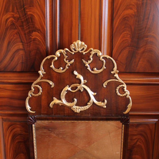 Rococo Scandinavian Rococo Walnut and Gilt Mirror For Sale - Image 3 of 10