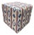 Vintage Blue and Indigo Ikat Pattern Upholstered Cube Ottoman For Sale