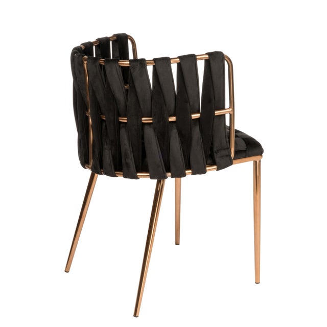 Contemporary Modern Milano Dining Chair in Black and Gold For Sale - Image 3 of 5