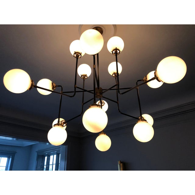 Restoration Hardware Bistro Globe Milk Glass 16Light Chandelier Chairish