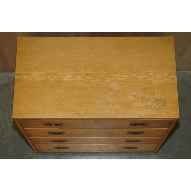 Brown Light Oak Military Campaign Chest of Drawers with Drop Front, 1920s For Sale - Image 8 of 18
