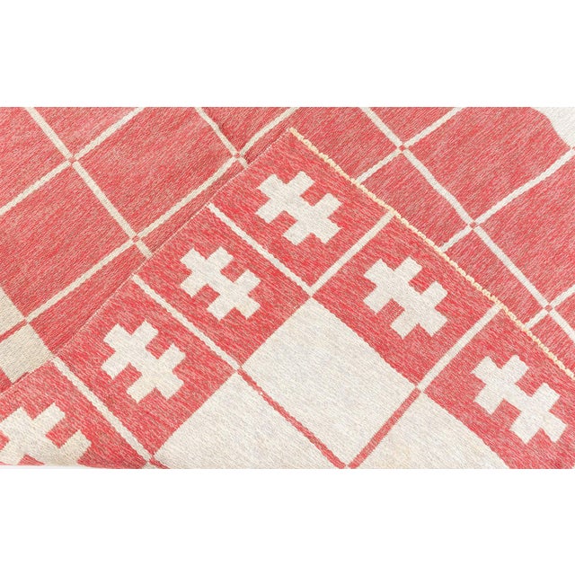 Red Doris Leslie Blau Vintage Swedish Reversible Flat-Weave Wool Rug For Sale - Image 8 of 8