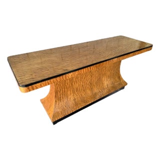Exquisite Art Deco Ribbon Flame Burl Console or Center Table - One of a Kind For Sale