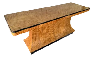 Exquisite Art Deco Ribbon Flame Burl Console or Center Table - One of a Kind