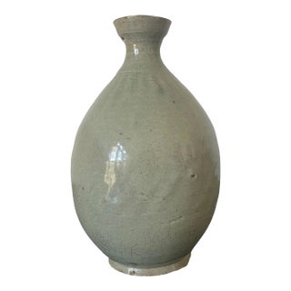 Antique Korean Joseon Dynasty Celadon Bottle Vase For Sale