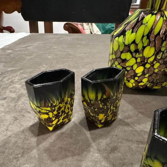 1940s Art Deco Aventurine Murano Glass Rosolio Set For Sale - Image 12 of 16