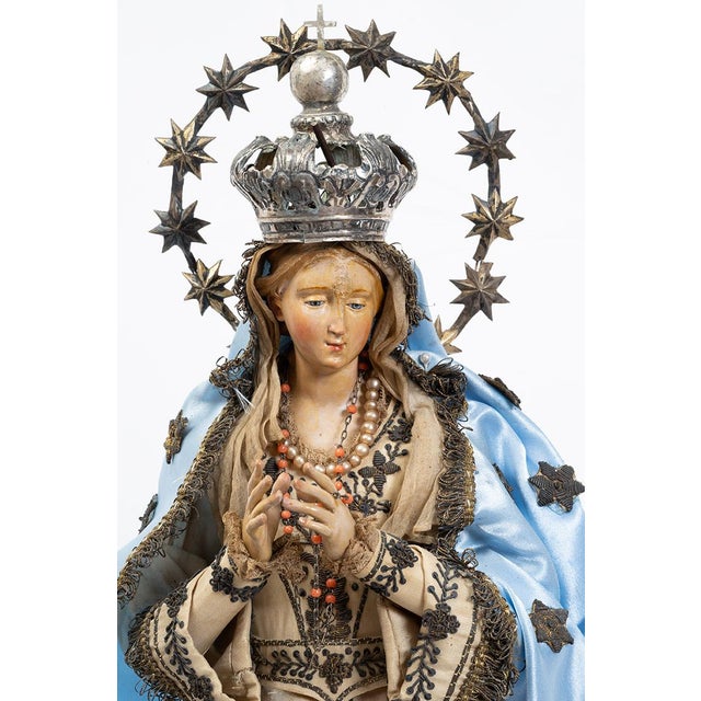 Antique 19th Century Neapolitan Immaculate Virgin Mary Sculpture For Sale - Image 3 of 6