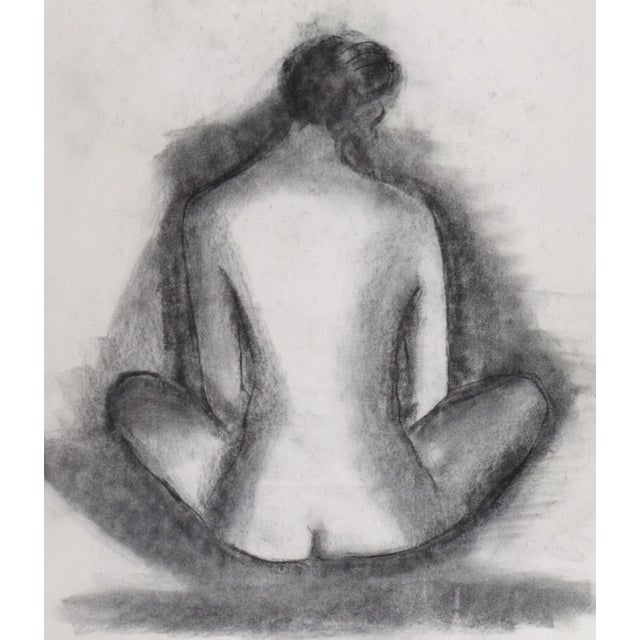 Large Vintage Modernist Female Nude Charcoal Figure Study Drawing C.1985 For Sale - Image 4 of 7
