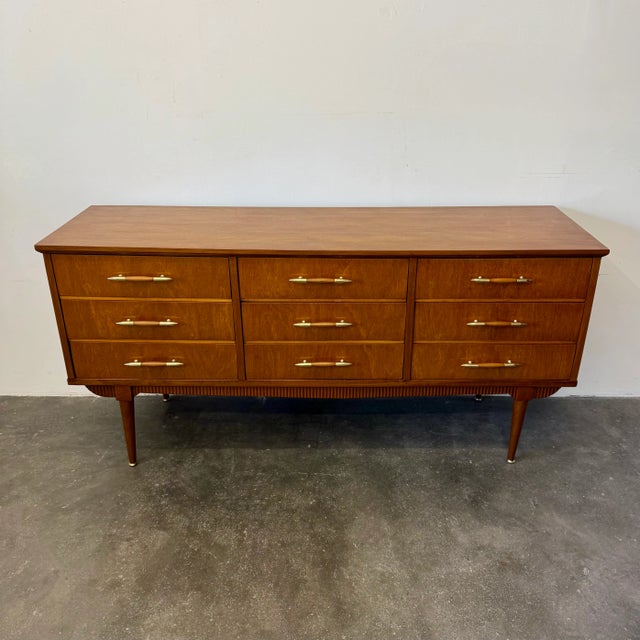 Brown Vintage Teak Chest of Drawers, 1950s For Sale - Image 8 of 15