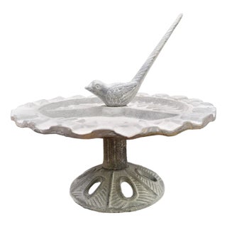 Cast Iron Bowl with Bird Sundial For Sale