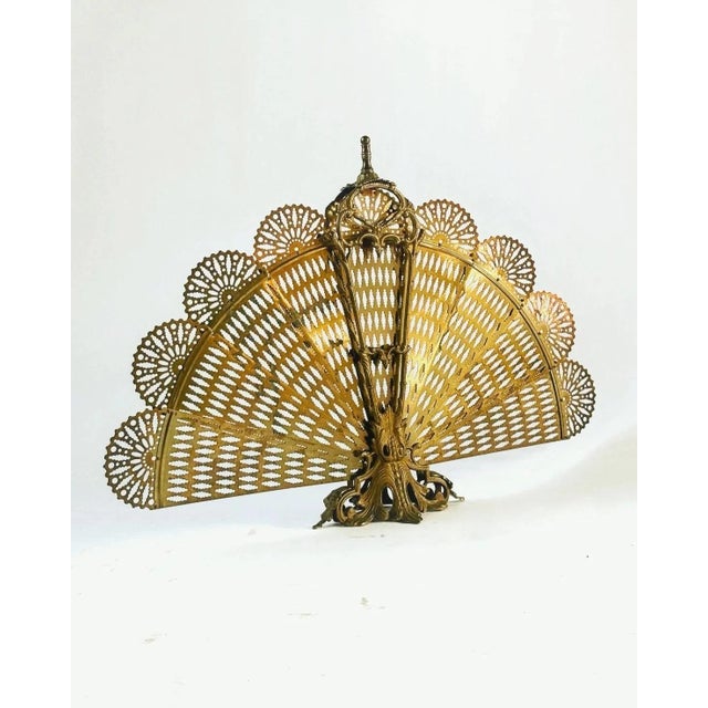 Vintage French Brass Fire Screen with Peacock Motif, 1960s For Sale - Image 12 of 12