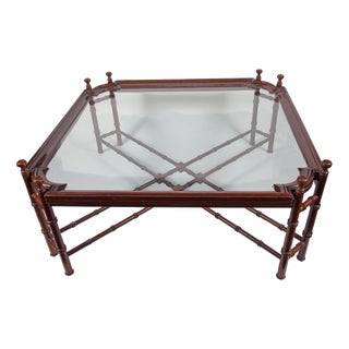 Antique Hollywood Regency Wood and Glass Coffee Table, 1900 For Sale