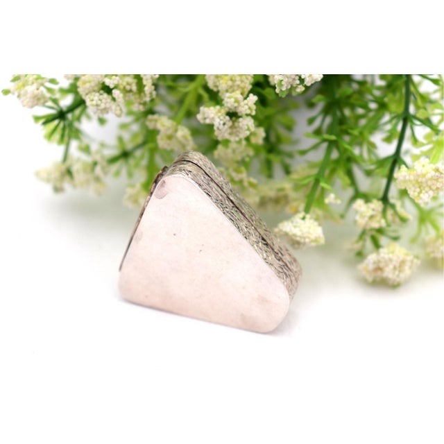 Silver Pill Box with Triangular Reliefs For Sale - Image 4 of 6