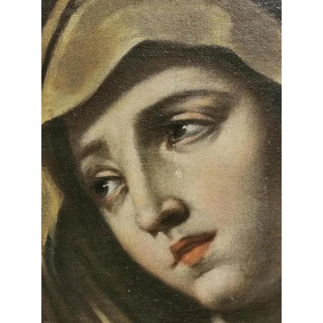 Italian School Artist, Virgin of Sorrows, 17th Century, Oil on Canvas, Framed For Sale - Image 4 of 10