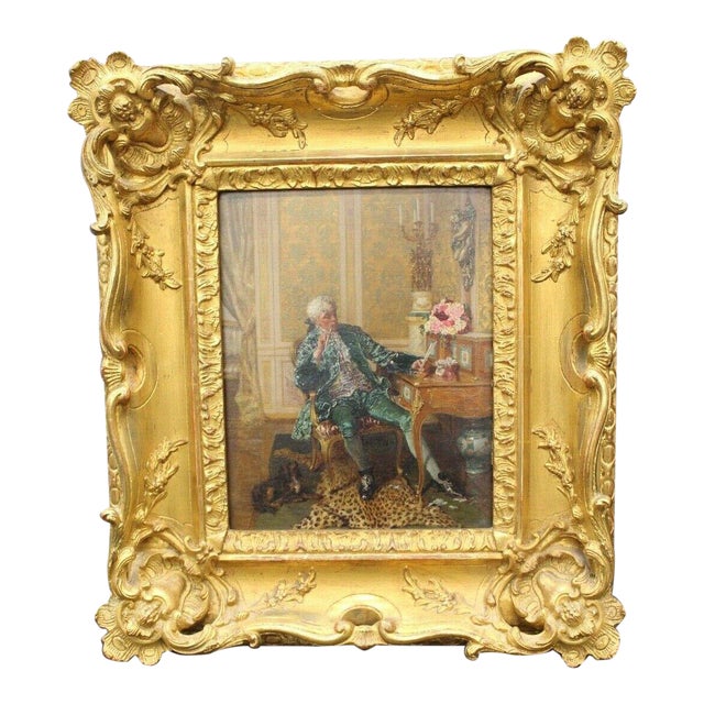 1970s Victorian Style Figurative Interior Scene Oil Painting by Talbot Hughes For Sale