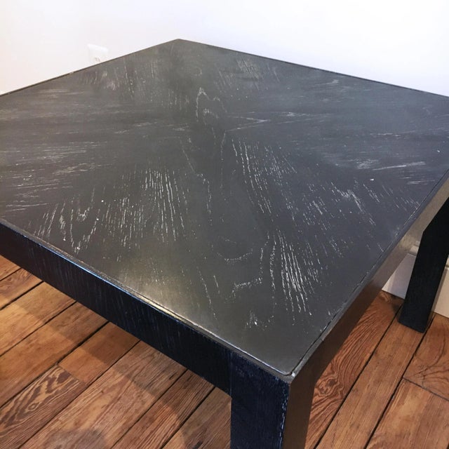Wood Ebonized Oak Square Parsons Side or Coffee Table With Cerused Grain For Sale - Image 7 of 12