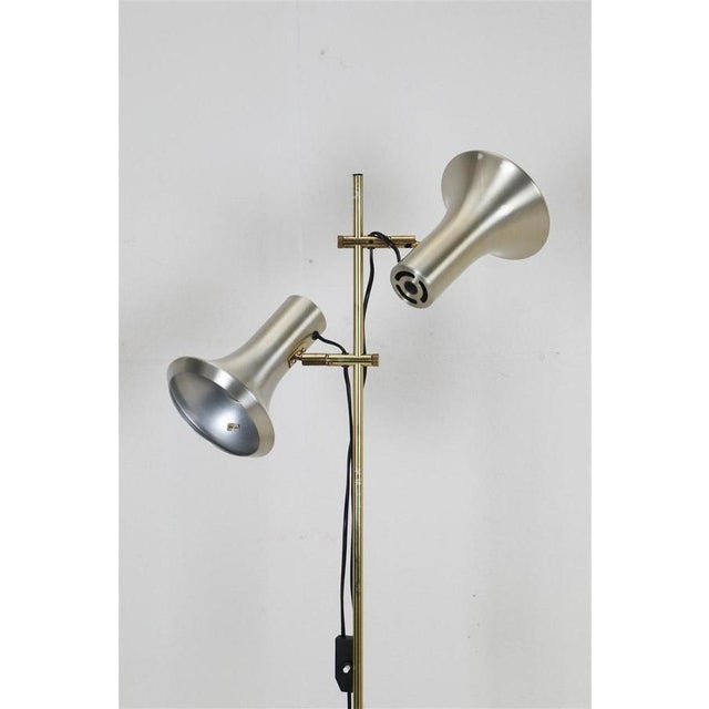 1970s, lyskær belysning, denmark. Brass, steel, brushed aluminum, lightly anodized brass-colored. The spotlights are...