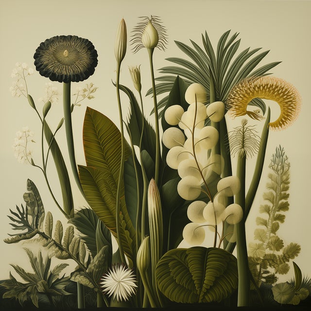 This fine art print reproduces a beautifully detailed 19th-century botanical illustration depicting an elegant arrangement...
