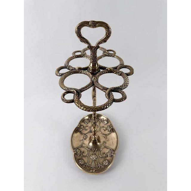 Art Nouveau Style Brass Umbrella and Walking Stick Stand with Intertwined Snakes, 1970s For Sale - Image 9 of 18