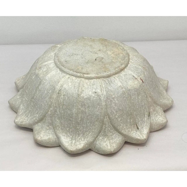 1920s Carved Marble Lotus Bowl For Sale - Image 5 of 6