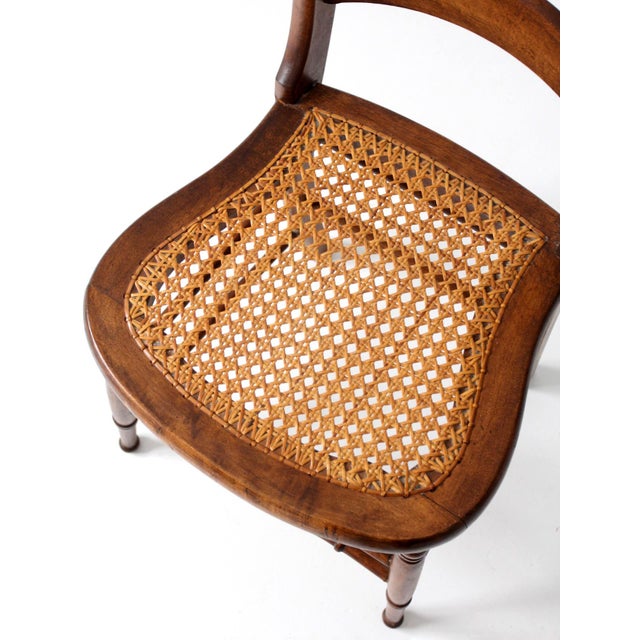 Wood Antique Victorian Cottage Cane Seat Chair For Sale - Image 7 of 12