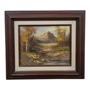 Mid 20th Century Mountain Landscape Oil Painting