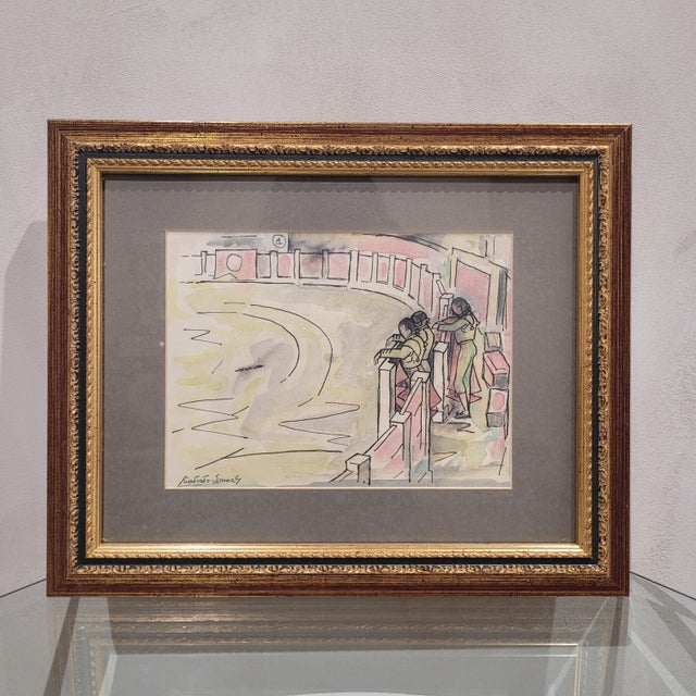Félix Cuadrado Lomas, Bullring, 20th Century, Watercolor, Framed For Sale - Image 4 of 10