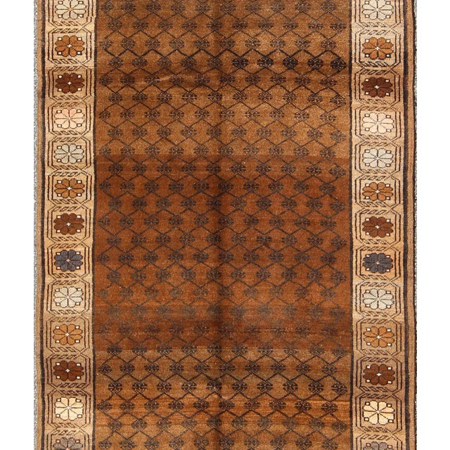 Vintage Turkish Kars Tribal Rug With All-Over Modern Design in Brown Colors For Sale - Image 4 of 9