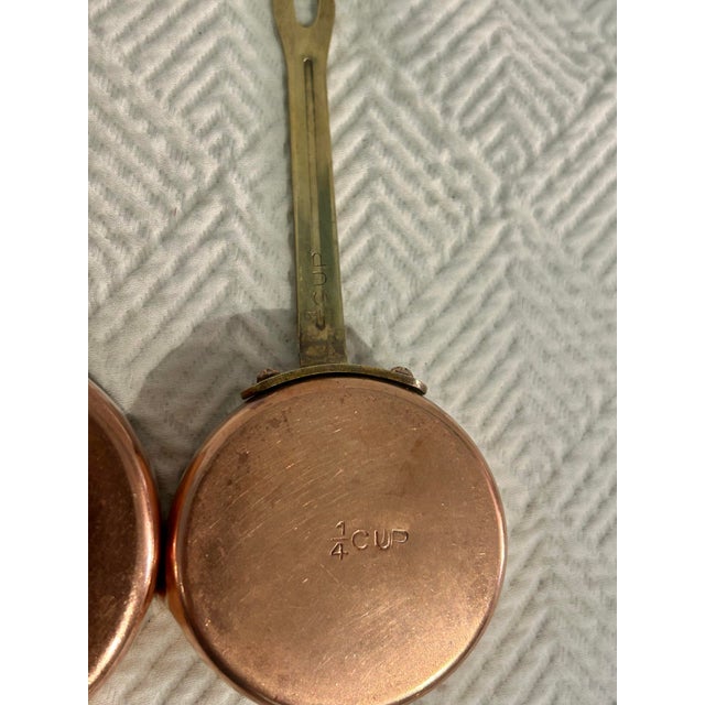 Vintage Copper & Brass Measuring Cups, Set of 4 – French Country Farmhouse Decor For Sale - Image 9 of 11