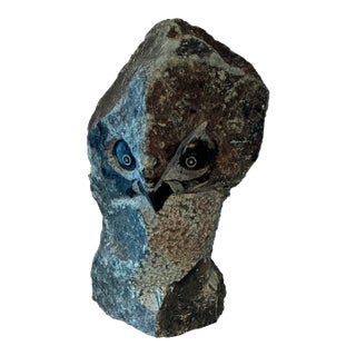 Late 20th Century Rare Hand Carved Owl Sculpture by Tendai Chipiri For Sale